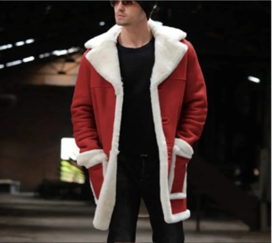 Fashion Men Coats Winter 2023 New Fur Coat Men\'s Thick Coat Lapel Long Sleeve Overcoat Men Solid Outerwear & Coats Cardigan Tops
