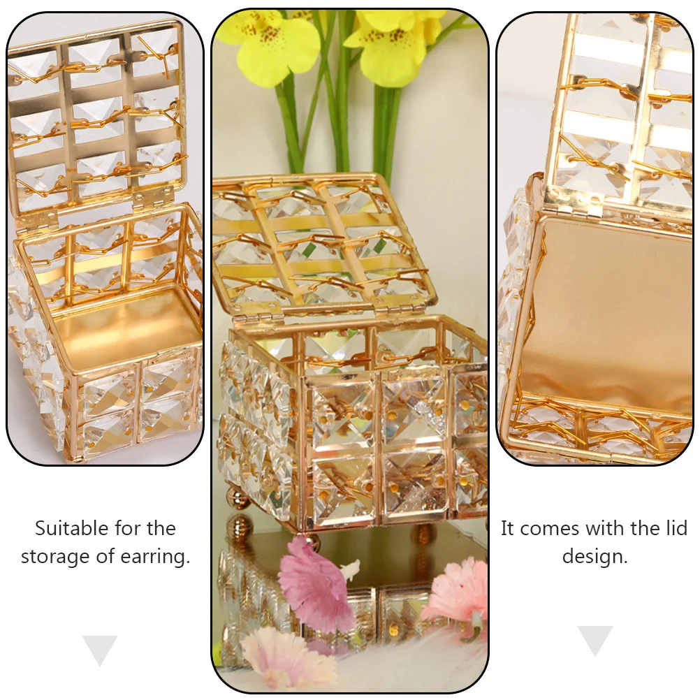

1Pcs Desktop Jewelry Organizer Sturdy Storage Box for Earring Necklace Jewelry Container Home Use Square Case