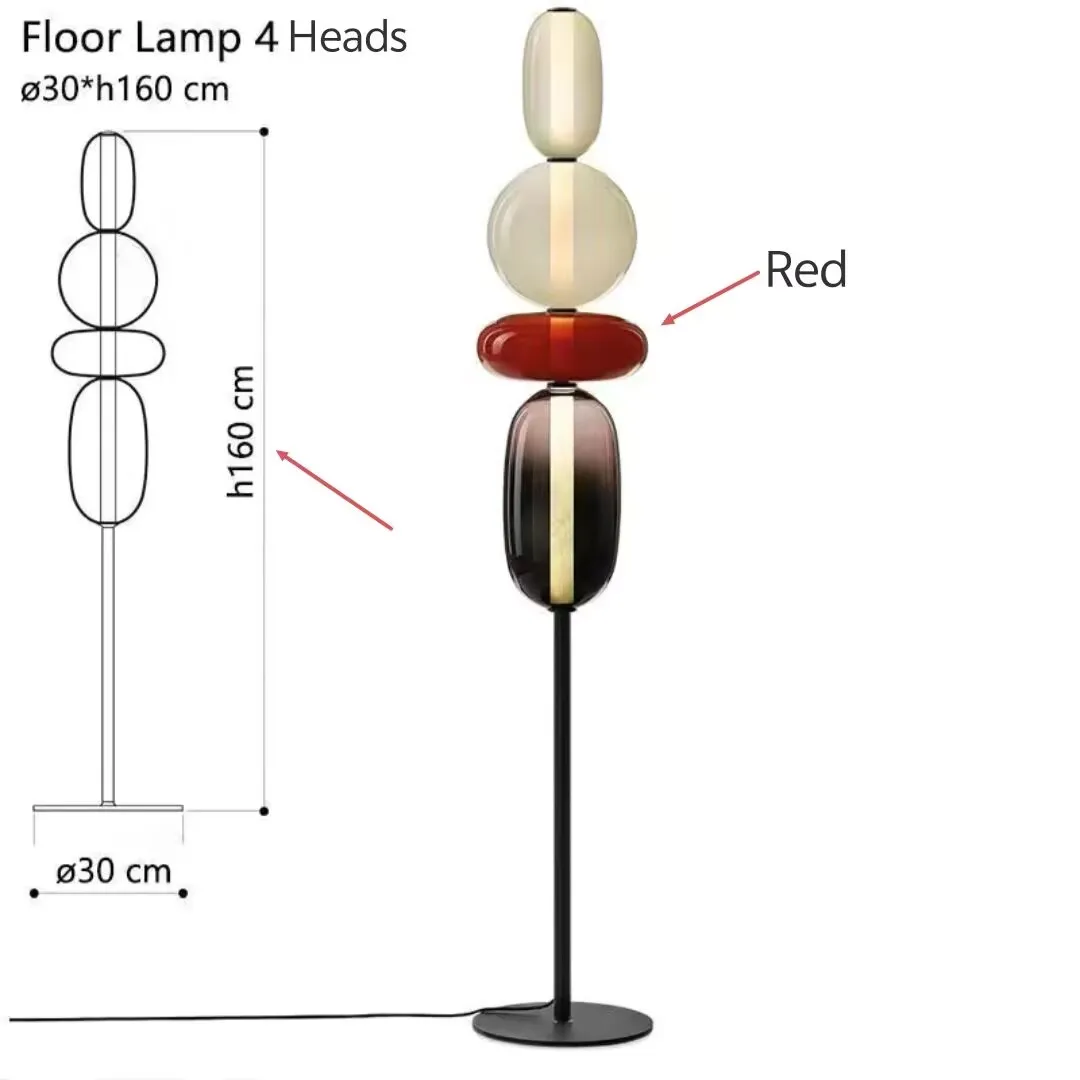 Retro colored glass floor lamp, modern designer floor lamp, creative candy shaped bedside lamp for living room model room.