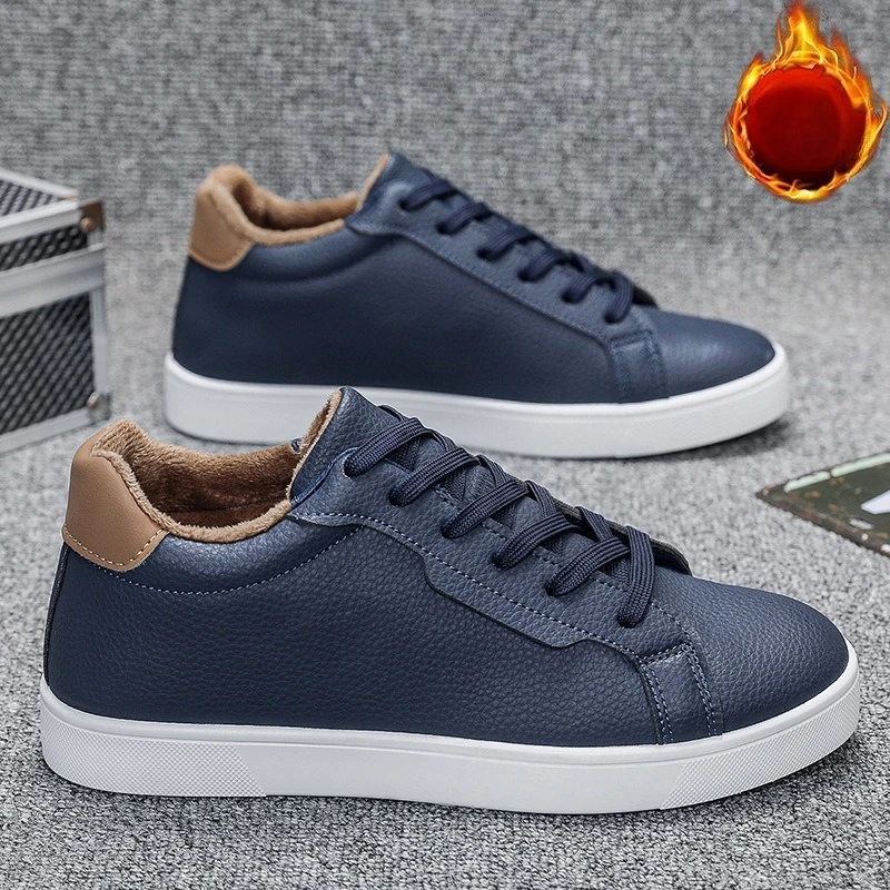 

Новые зимние теплые мужские повседневные туфли для доски, универсальные с толстым бархатом для мужской хлопчатобумажной обуви и мужских ботинок