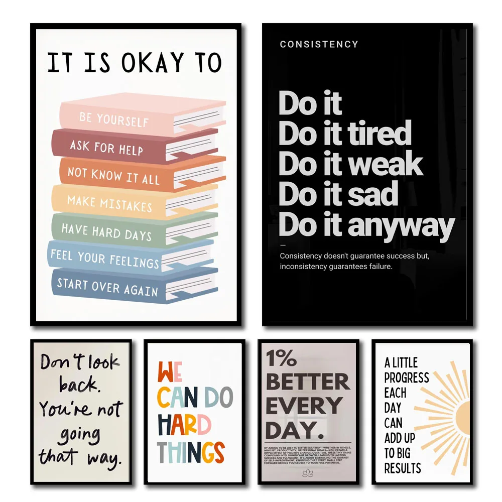 Peinture sur toile 2D, 1 pièce, affiche avec citation inspirante, art mural, message motivant, idée de cadeau unique, affiche minimaliste pour la maison