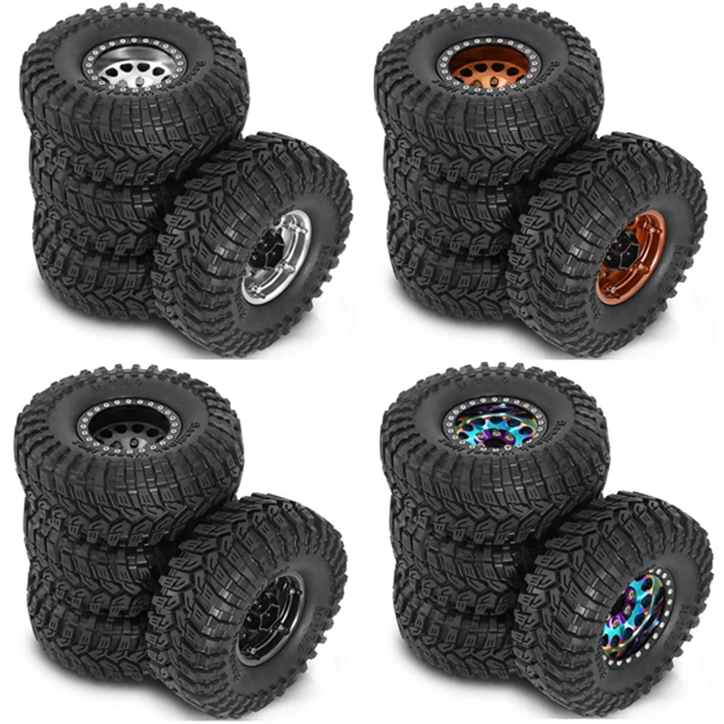 B48B-4PCS 1.9 Metal Beadlock Tires Claw Mud Terrain Wheel Tires For FCX10 Axial SCX10 Pro SCX10 UTB18 TRX4