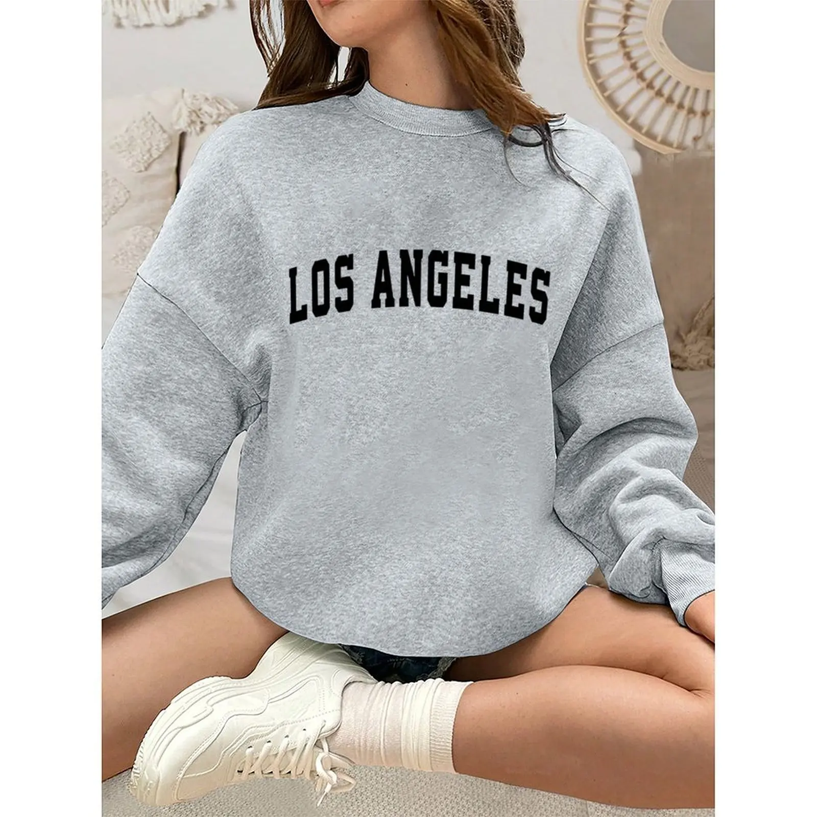 

Women's Sweatshirts O-Neck Printed Pattern Loose Casual Sports Pullovers Comfortable Velvet Long Sleeve Sweater Winter For Women