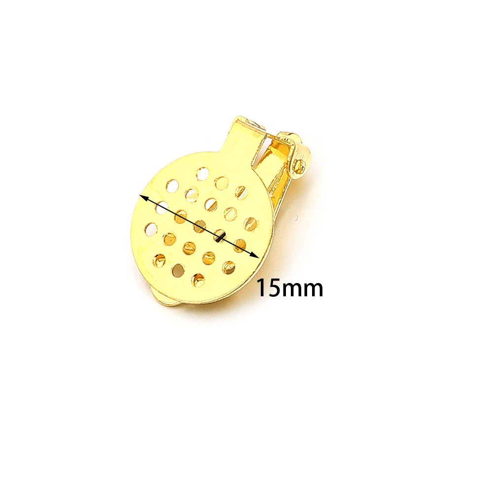 20Pcs Iron Mesh Frog Shaped Ear Clip Without Ear Holes Gold/Rhodium Round Cabochon Earclips Tray Base for DIY Jewelry Making
