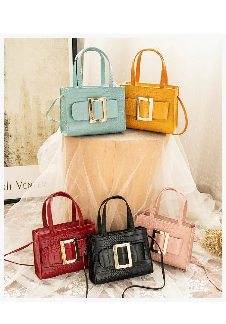 

2025 New Textured Stone Square Bag for Women, Crocodile-Embossed Shoulder Crossbody Hobo, Extremely Sophisticated & Chic​