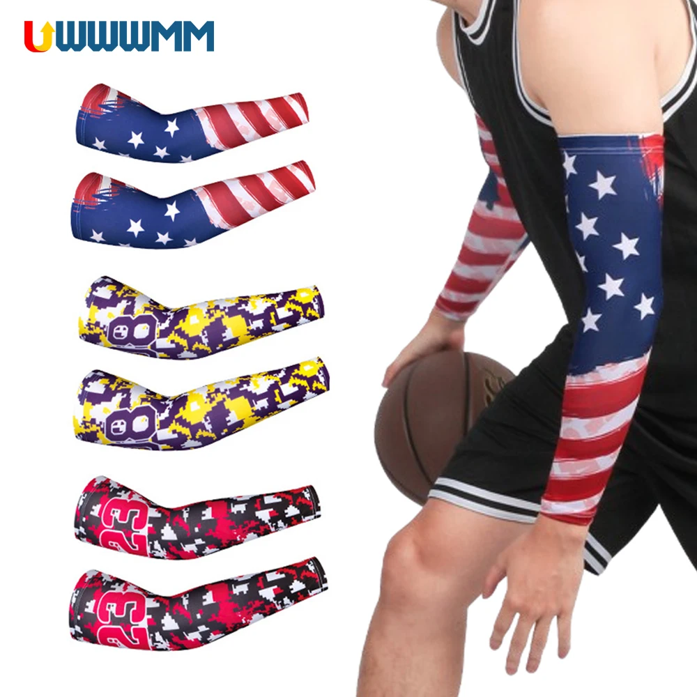 1Pcs UV Sun Protection Arm Sleeves Women Men Cycling Arm Cover Cooling Sports Sunblock Arm Sleeves Compression Basketball