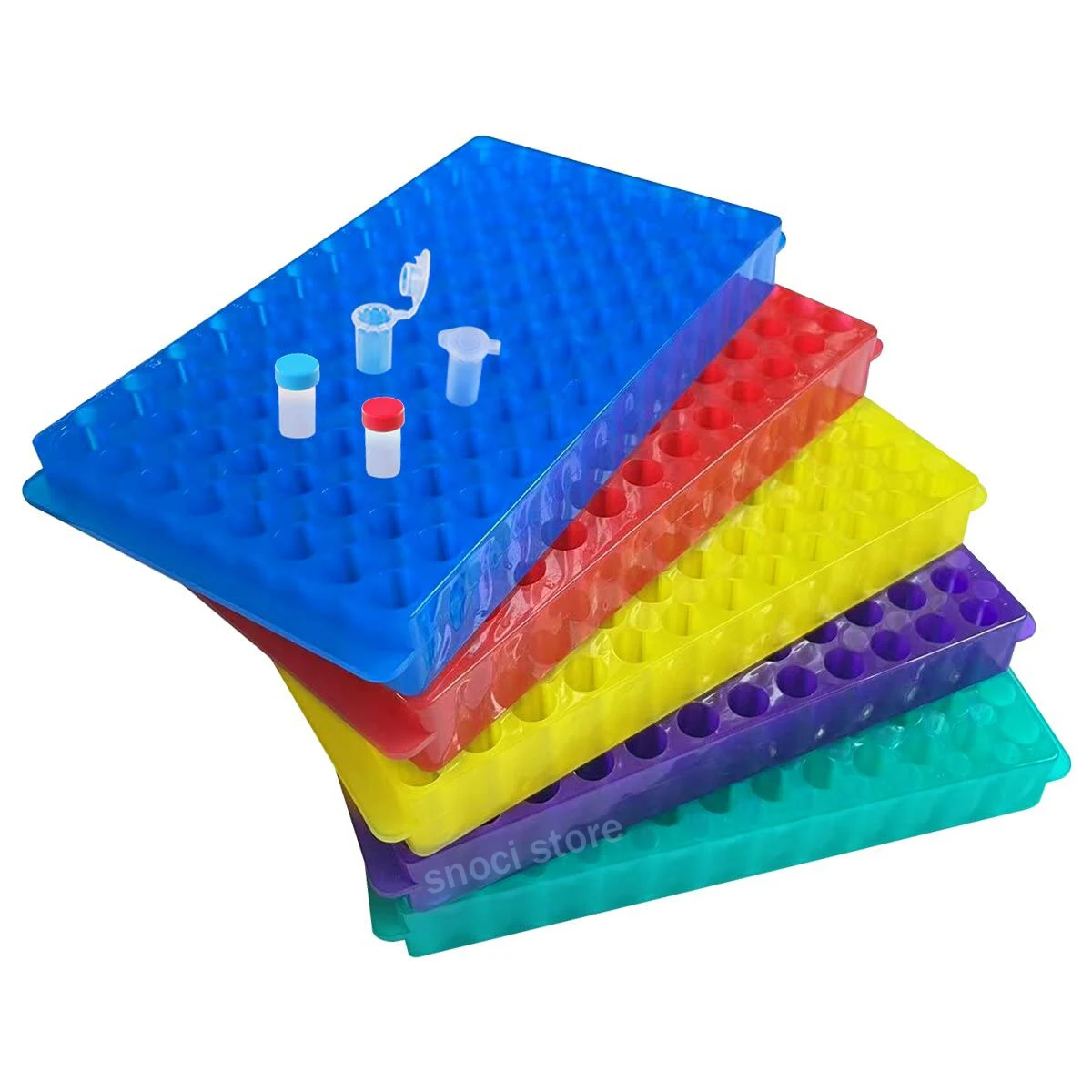5Pcs Vial Rack Tube Rack,Test Tubes Rack, PCR Tube Rack Double Panel 96 Positions for Microcentrifuge Tubes 0.2ml-2ml
