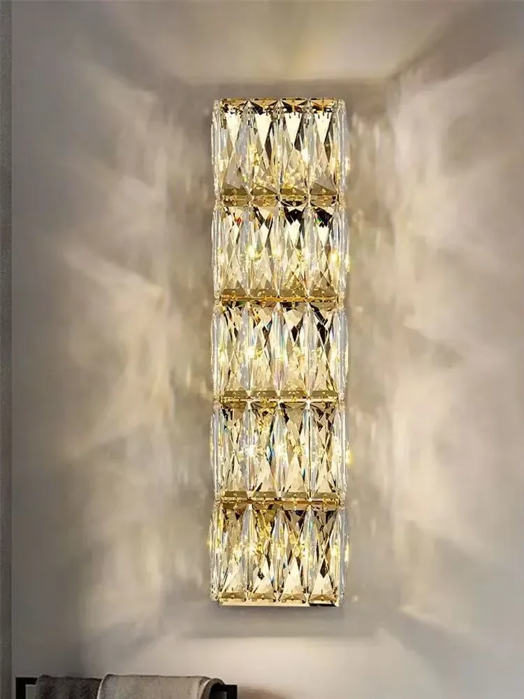 

Modern Luxury Crystal Wall Lamp LED Fashion Simple Living Room Bedroom Bedside Lamp Villa Hotel Staircase Corridor Light