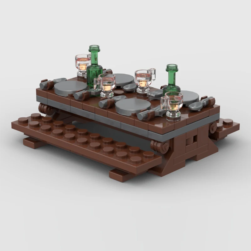Medieval Castle Model MOC Building Bricks Village Tavern Table Modular Technology Gifts Holiday Assemble Children Toys Suit