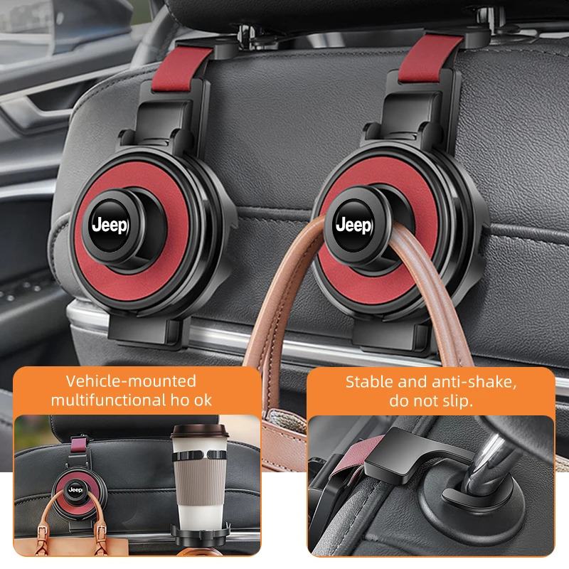 Car Hooks Multifunctional Seat Back Phone Cup Holder For Jeep Renegade Grand Cherokee Compass Patriot Wrangler Liberty Trailhawk