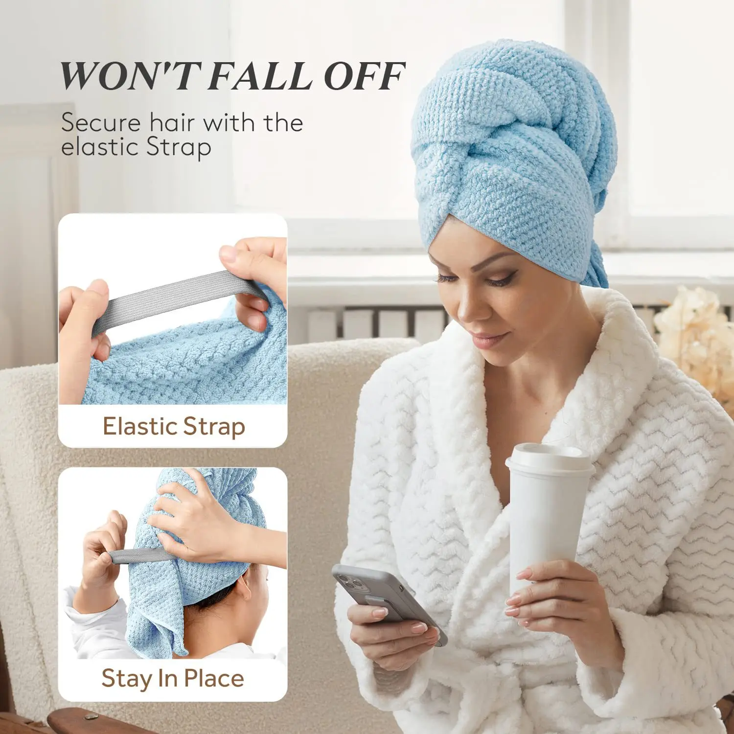Women's Ultra Fine Fiber Pineapple Grid Hair Towel One-Piece Headscarf Extra Large Absorbent Quick Dry Hair Wrapping Shower Cap