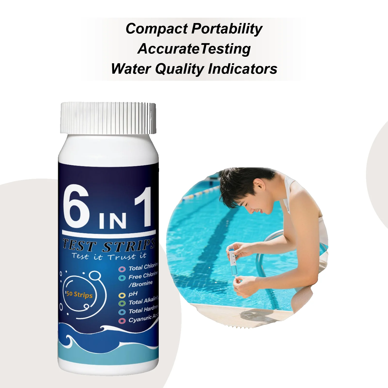 

Pool Test Strips Saltwater Tester 6-in-1 Accurate Water Test Strips For Saltwater Freshwater Home Pool Spa Hot Tub Fountain Pond