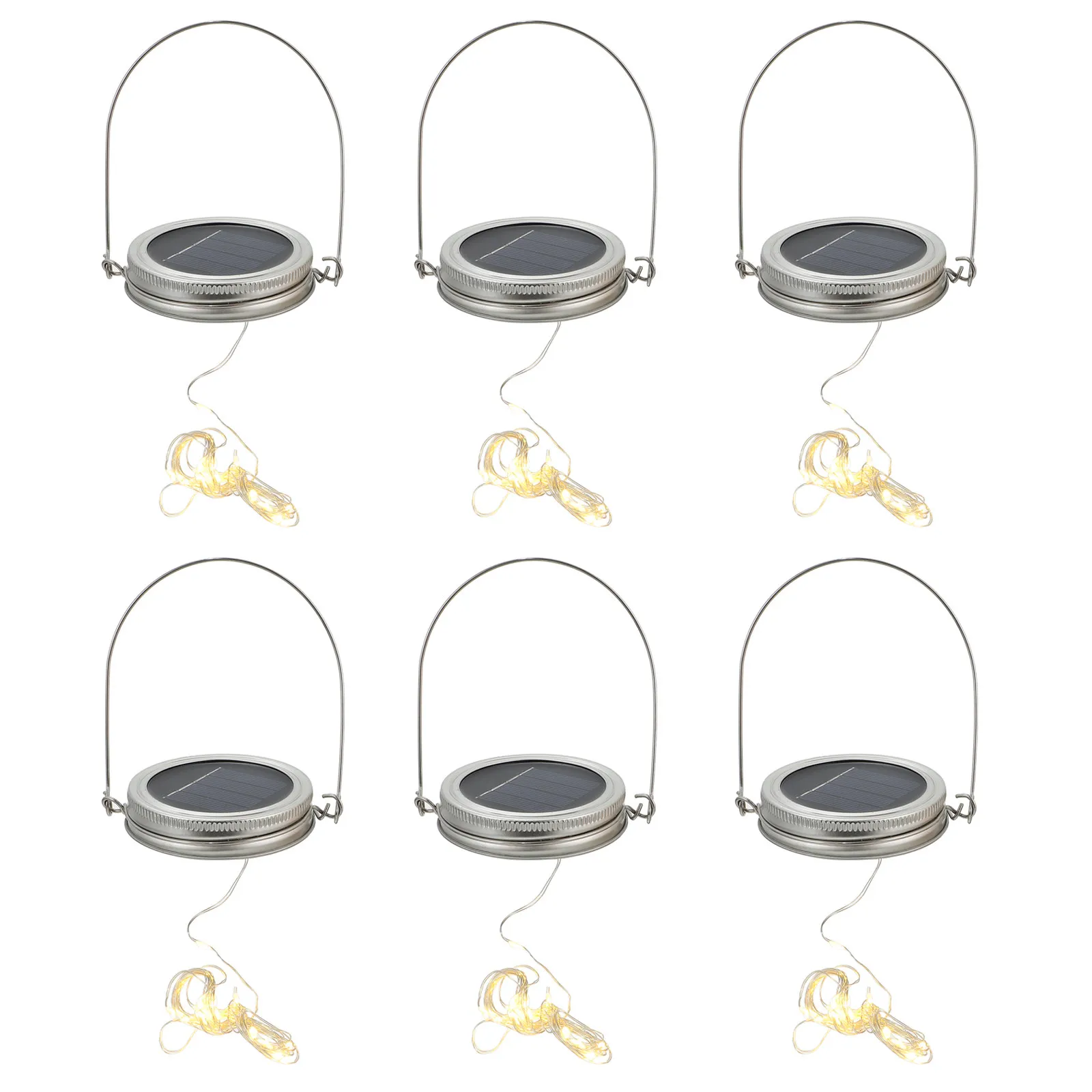 

6Sets Solar Powered LED Jar Light Lids with Hangers for Jars Decorative Outdoor Garden Patio Balcony Lawn String Lights