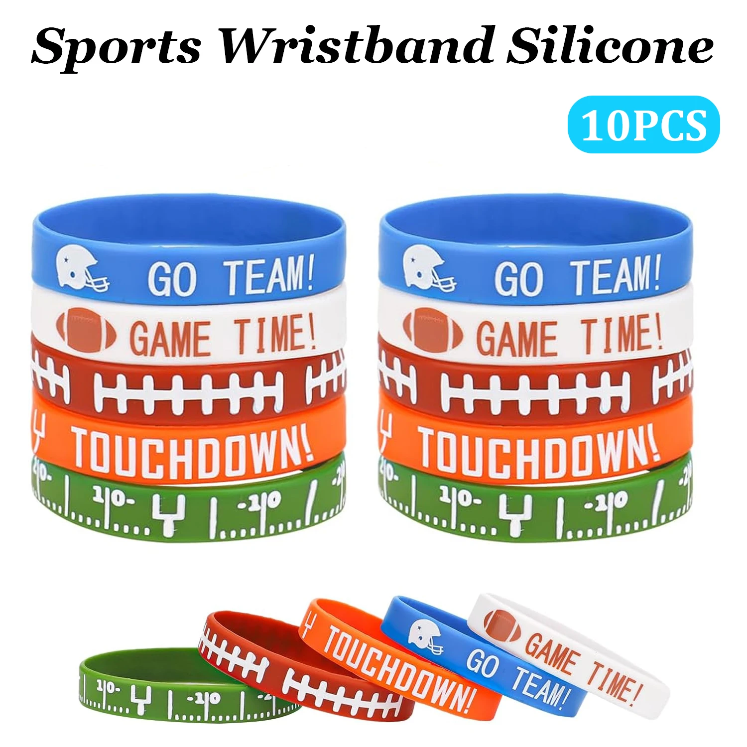 

10PCS Sports Wristband Silicone Bracelet 5 Styles Soft Stretch Motivational Sports Wristband Sports Party Favors Accessories