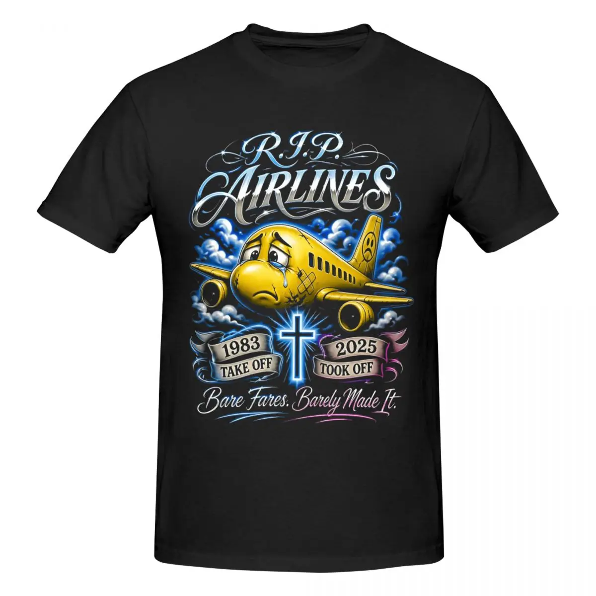 Men RIP Spirit Airlines 1983-2026 Funny Fun T Shirt Streetwear Cotton T Shirt Men