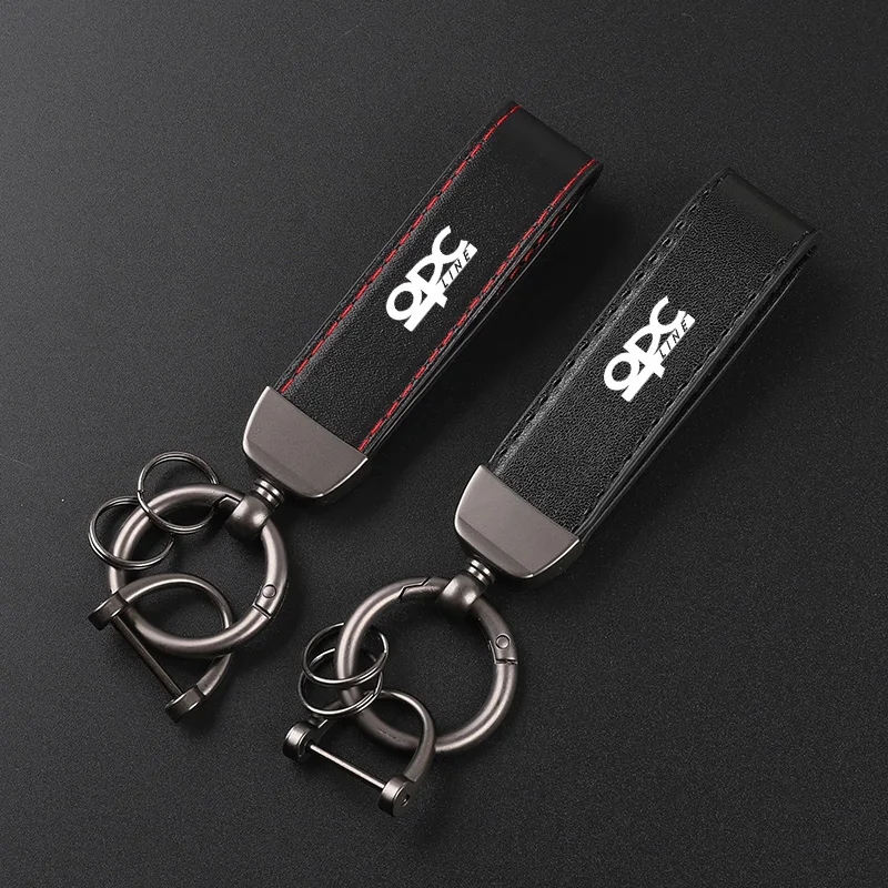 Deluxe Leather Keychain with Car Badge Keychain Pendant For opel OPC LINE