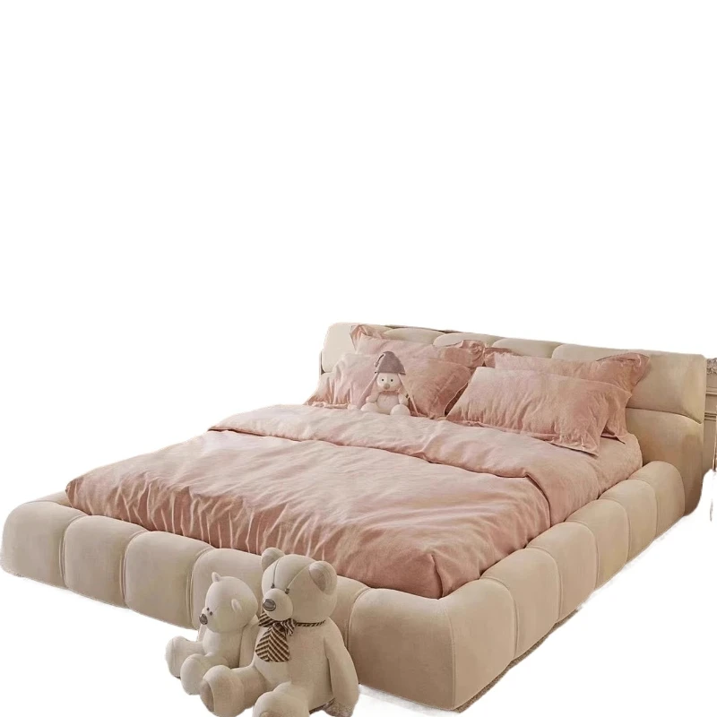 

Princess bed tatami fabric storage master bedroom double bed soft bag girl French bedroom bed