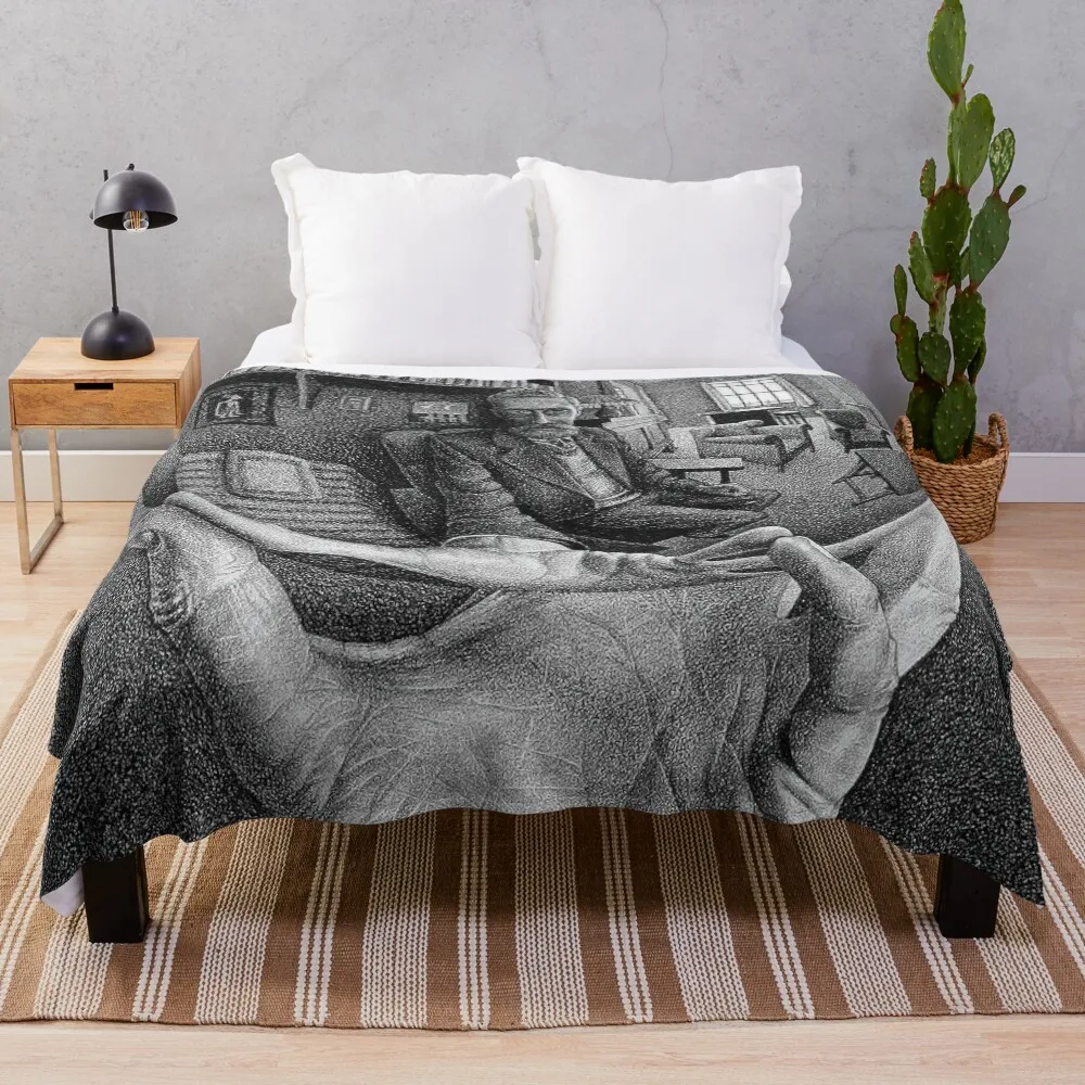 

Escher - Hand with Reflecting Sphere Throw Blanket
