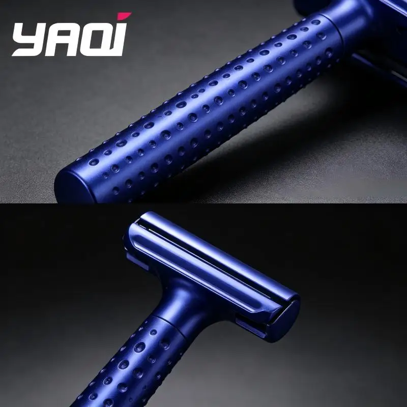 YAQI Men's Safety Razor Gift Box Set DLC Blue Coating Double Edge Included Classic Wet Shaving Best Gift