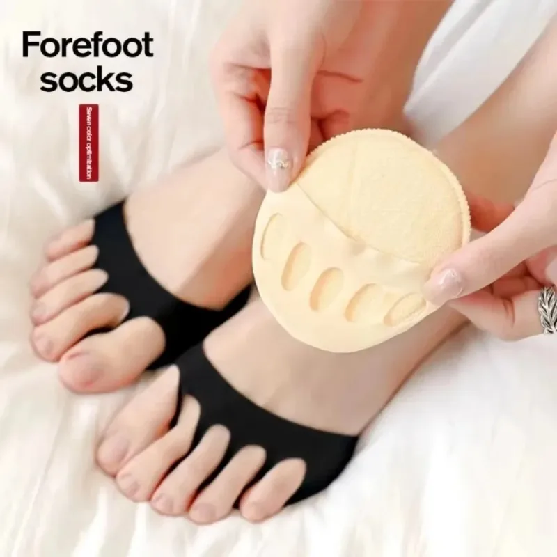 2Pcs Five-Toe Forefoot Pads, Invisible Half Inserts for Women High Heels, Shock Absorbing Foot Cushions for Pain Relief