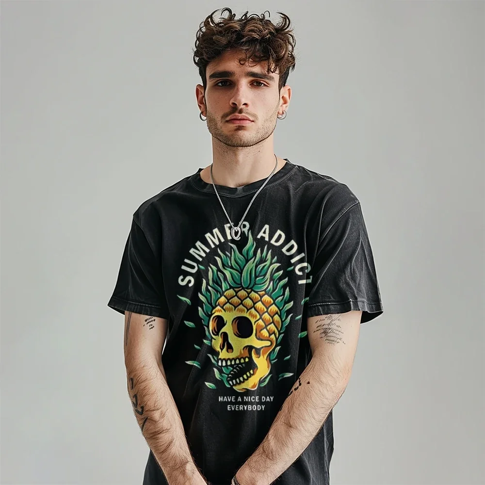 Hip Hop Streetwear Men's T-Shirt Oversized Short Sleeve Shadow Graphic Print Y2k Tops T-Shirt Clothing 100% Cotton image 3