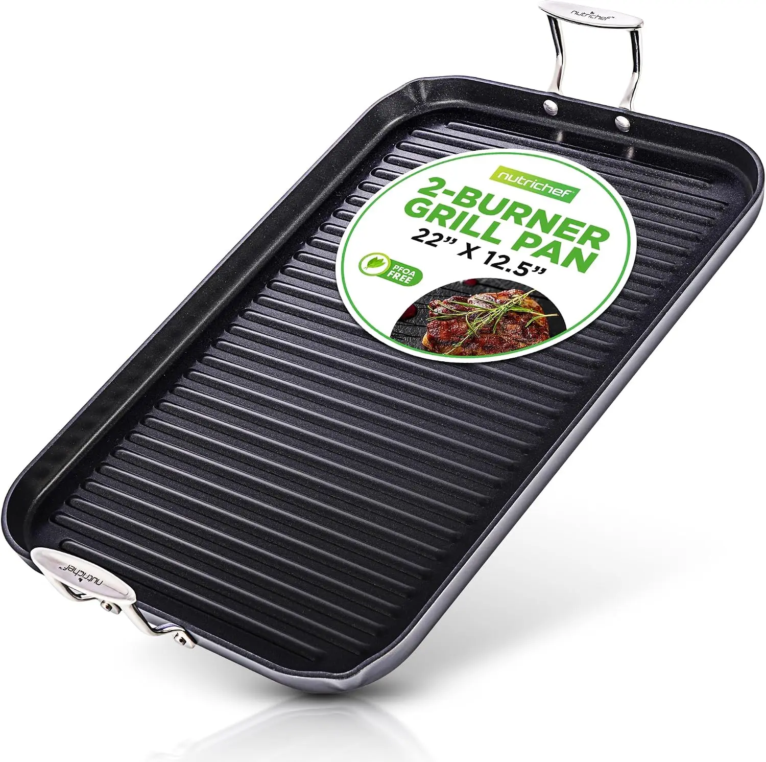 Double Burner Stove Top Grill and Griddle Pan, 20