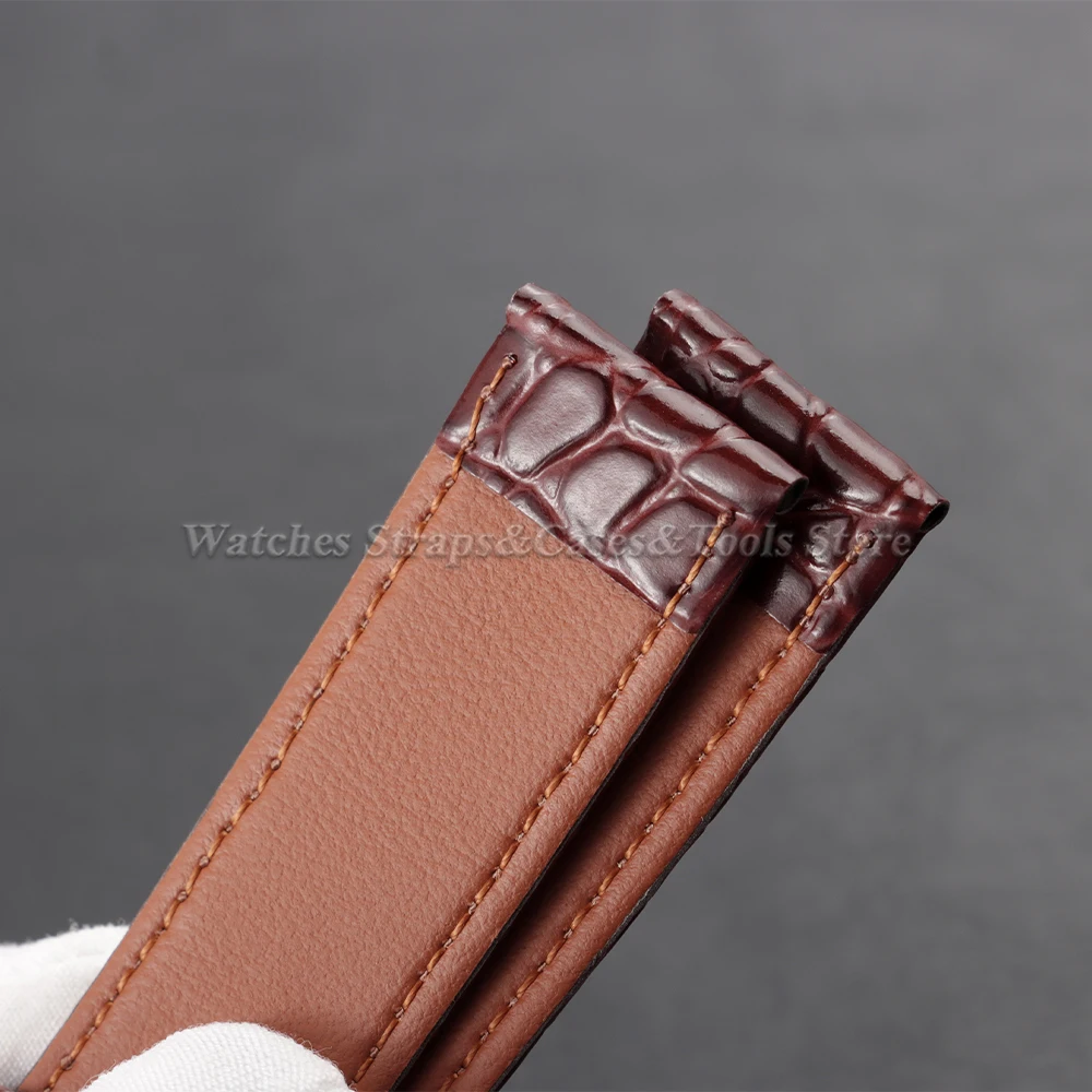 Echtes Leder-Uhrenarmband, weiches, schlankes Armband mit Dornschließe und Lychee-Muster, 10/12/13/14/16/18/19/20/21/22 mm, Armband mit Krokodilmuster – Detail 8