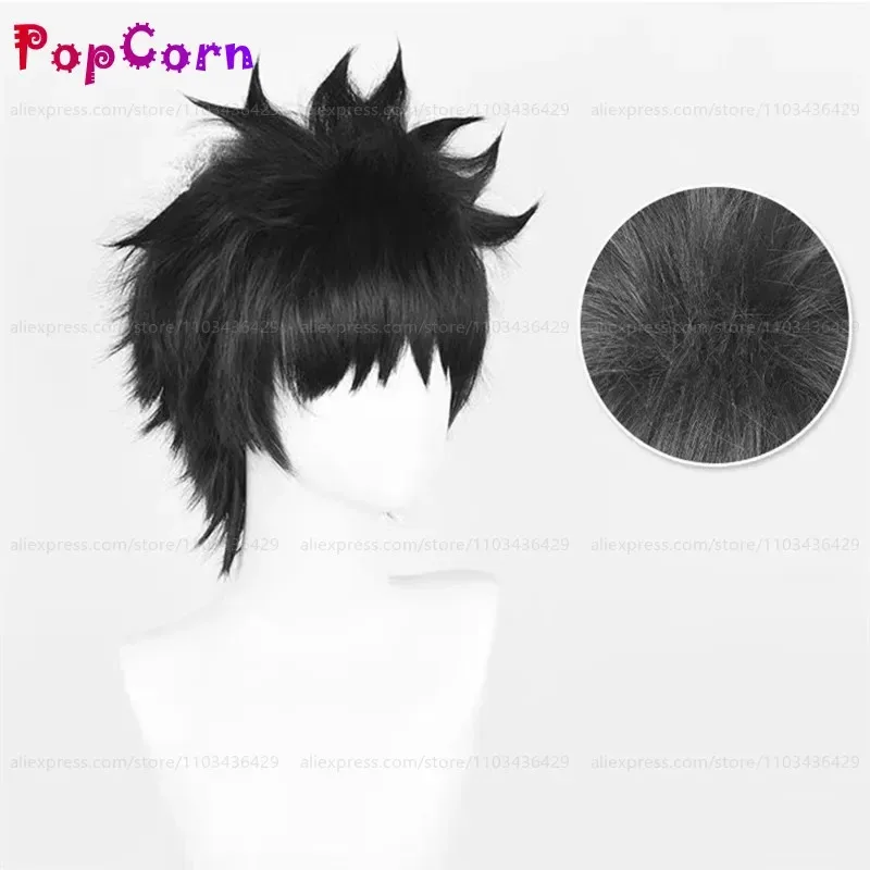 LQUchiha Obito 코스프레 가발 30cm 짧은 검은색 가발 코스프레 애니메이션 코스프레 가발 내열성 합성 가발