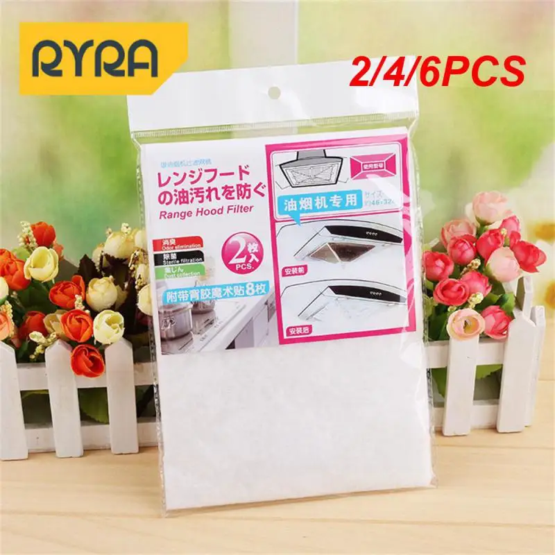 2/4/6PCS Oil-proof Filter Range Hood Free Cutting Non-woven Fabric Kitchen Household Kitchen Accessories Oil-absorbing Cotton