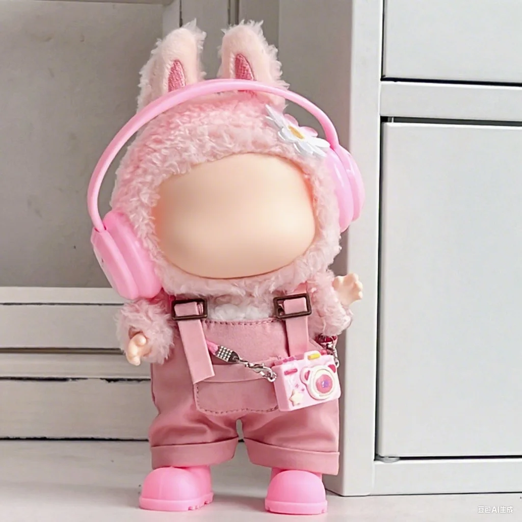 

Anime Doll Clothes for 17cm Labubu Doll Outfits Designer Luxury Earphone Overalls Clothes Toy Labubu Clothe Doll Accessorie