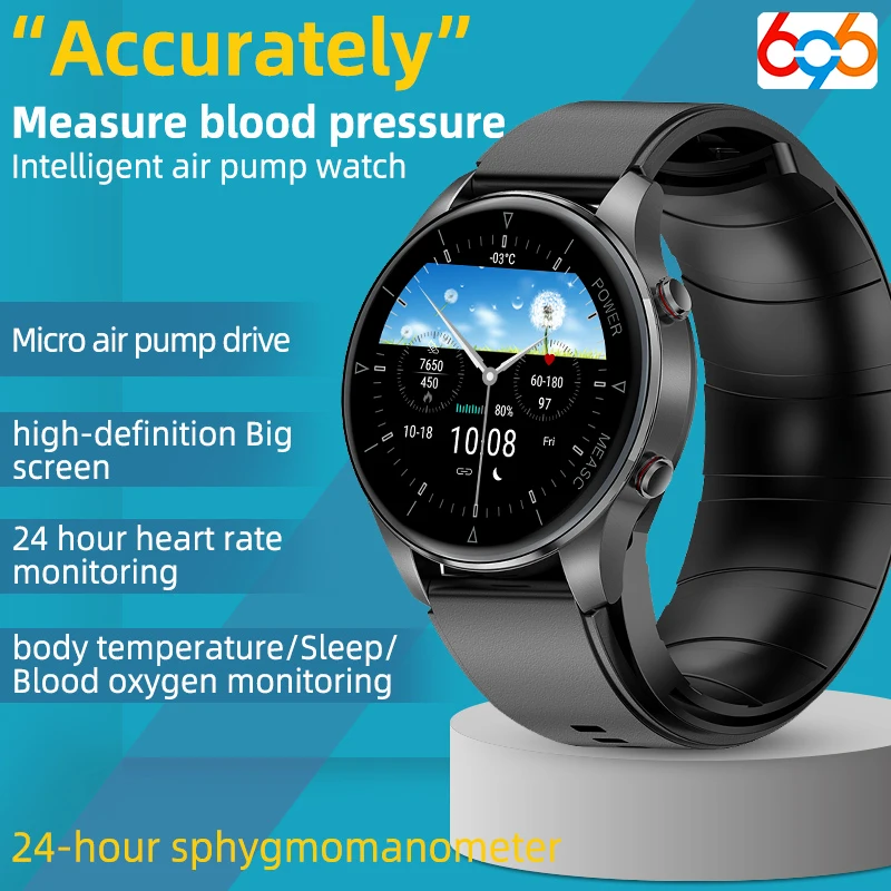 Smart Watches Men Air Pump Pressurization Oxygen Temperature Real Data Medical Sphygmomanometer Smartwatch Women For IOS Android