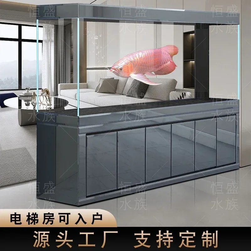 Ultra-white glass Jinlong fish tank aquarium high-end large fish tank living room new water-free