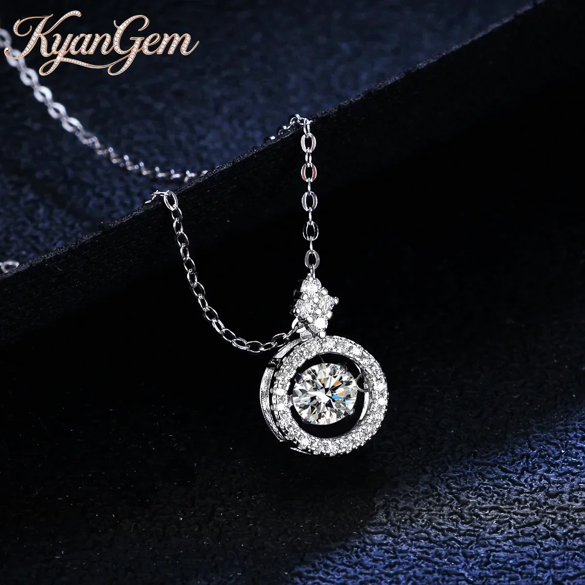 

Подвеска KyanGem из 18-каратного золота с бриллиантами и муассанитом 1 карат, роскошная женская цепочка на ключицу из платины PT950, круглая, в форме сумки