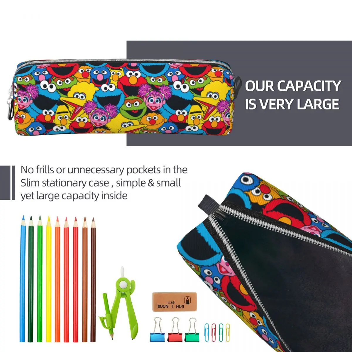 Creative Crew Pattern Cookie Monster Pencilcases portapenne per ragazza ragazzo borse di grande capacità accessori regalo per ufficio