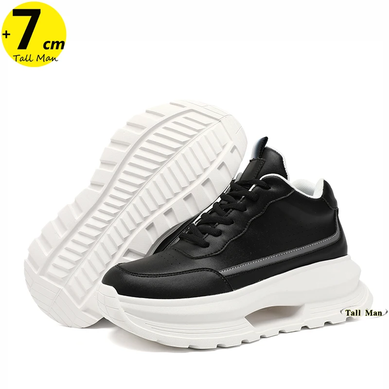 

Lift Sneakers Leather Elevator Shoes Men and Women Height Increase Insoles 7cm Plus Size 36-44