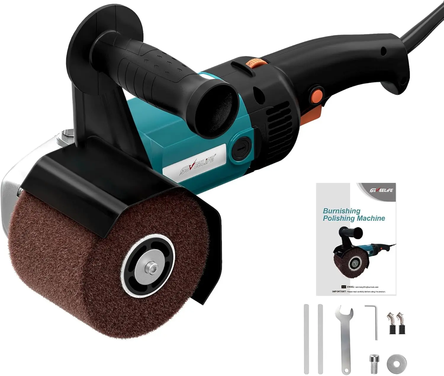 

1400W Electric Handheld Polisher with 8 Speed Settings, Stainless Steel Burnishing Machine Kit and Blue Wheel