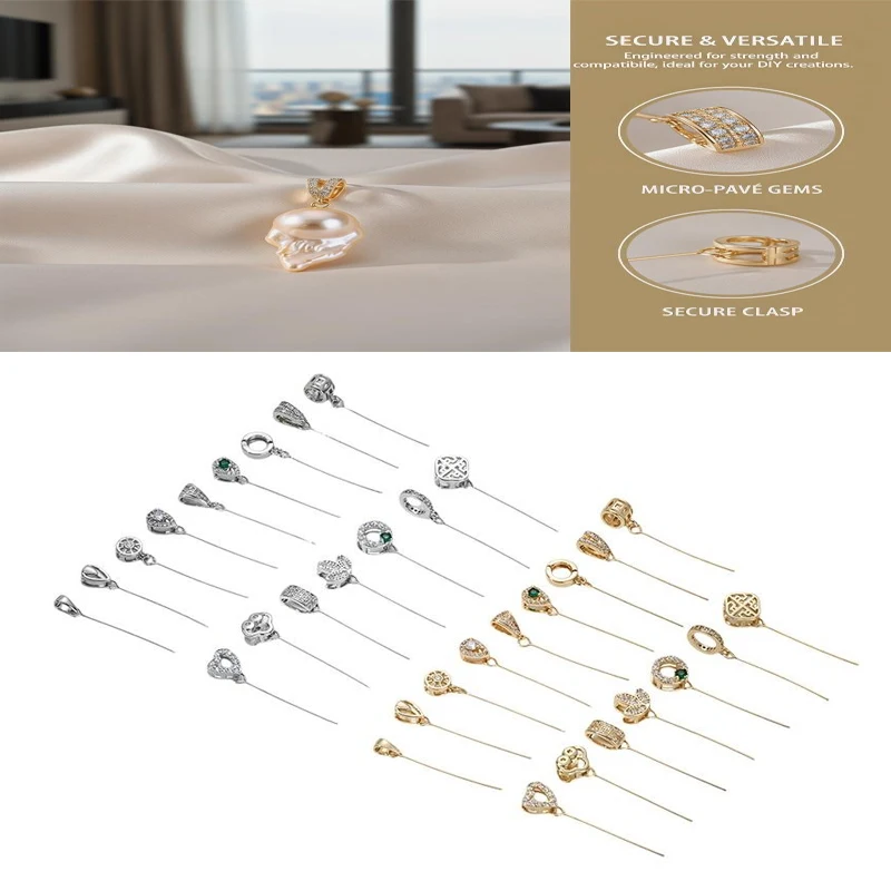 1PCS 14K Gold Fine Needle Pendant Buckle Hard Hole Long Needle Buckle Cow Nostril Melon Seed Buckle DIY Necklace Jewelry Buckle