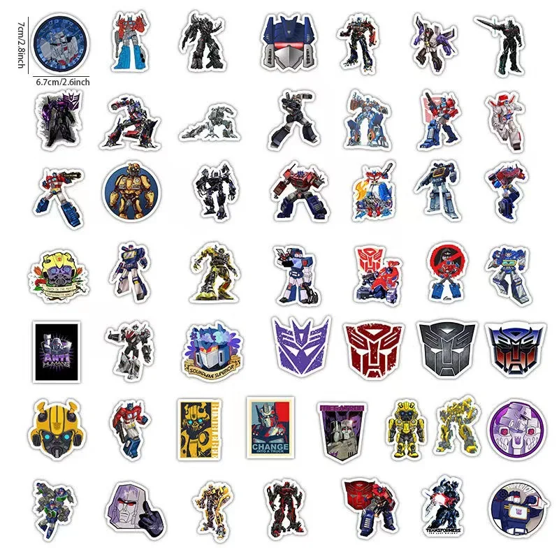 Pegatina de dibujos animados de anime, Optimus Prime pegatina de transformador, funda de varilla de tracción, monopatín, teléfono móvil, casco, 50