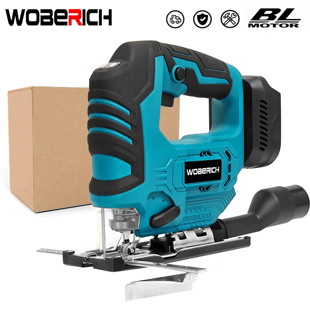 18V Brushless Jig Saw Electric Jigsaw Adjustable Blade Woodworking 2900RPM 65mm Power Tool for Makita 18V Battery（only host）