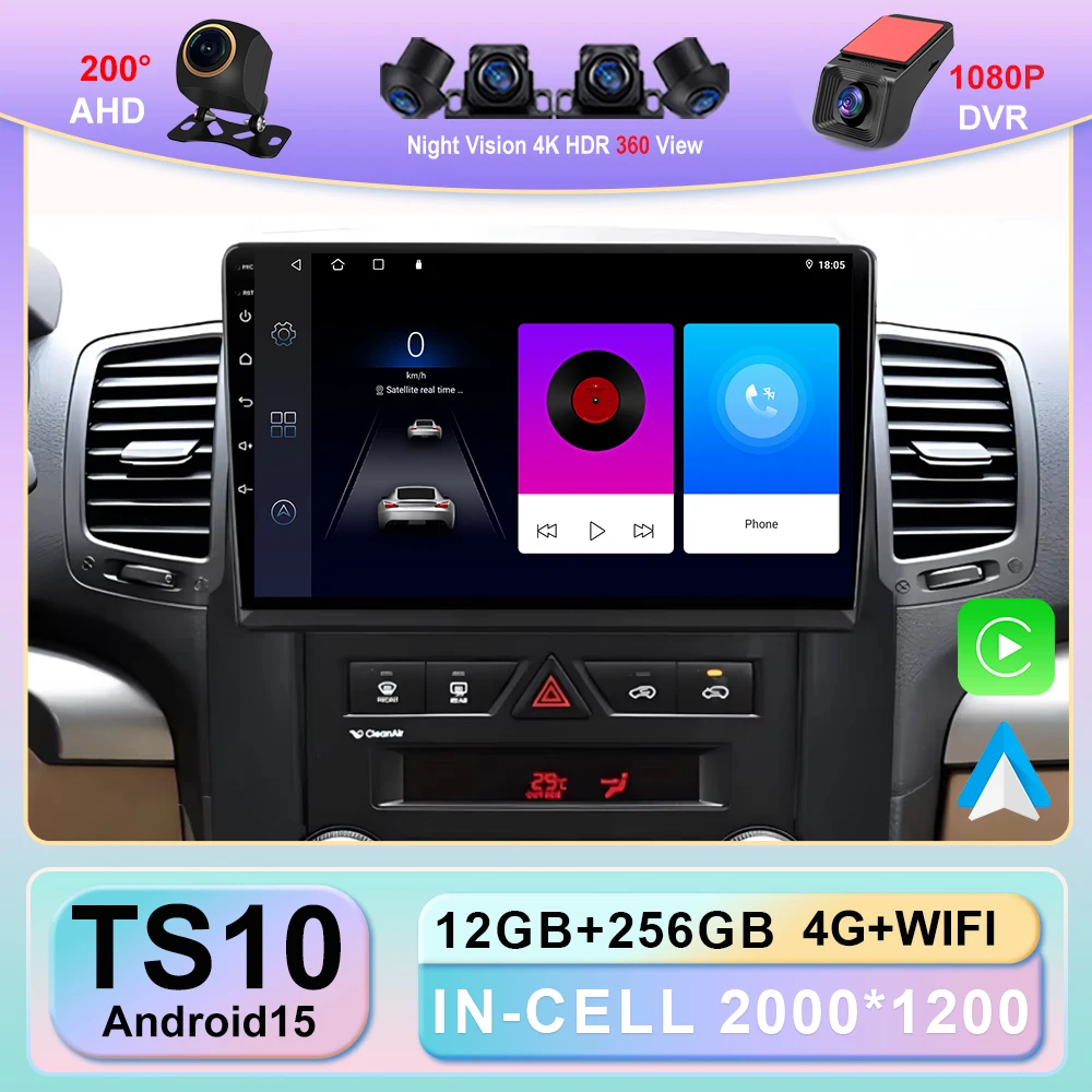 

Автомобильный радиоприемник для Kia Sorento 2009-2012 Android Auto Мультимедийный плеер GPS-навигация Стерео головное устройство без 2din DVD 5G WIFI 7862 BT