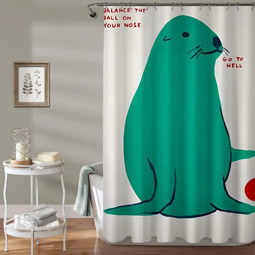 ديفيد شريجلي أرنب لزج HD جودة 1 قطعة ستارة دش نمط بالإضافة إلى خطاف مقاوم للماء آلة قابل للغسل نسيج البوليستر #1