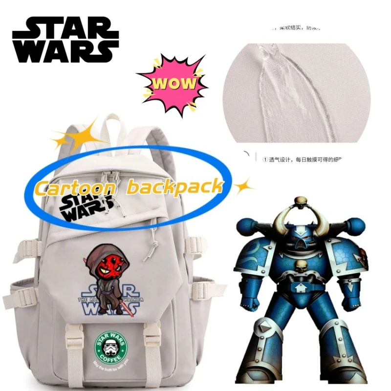 

]Star Wars Fashion Backpack Boba Fett Mandalorian Armor Cartoon Backpack Large Capacity Casual Personalized Shoulder Bag Gift