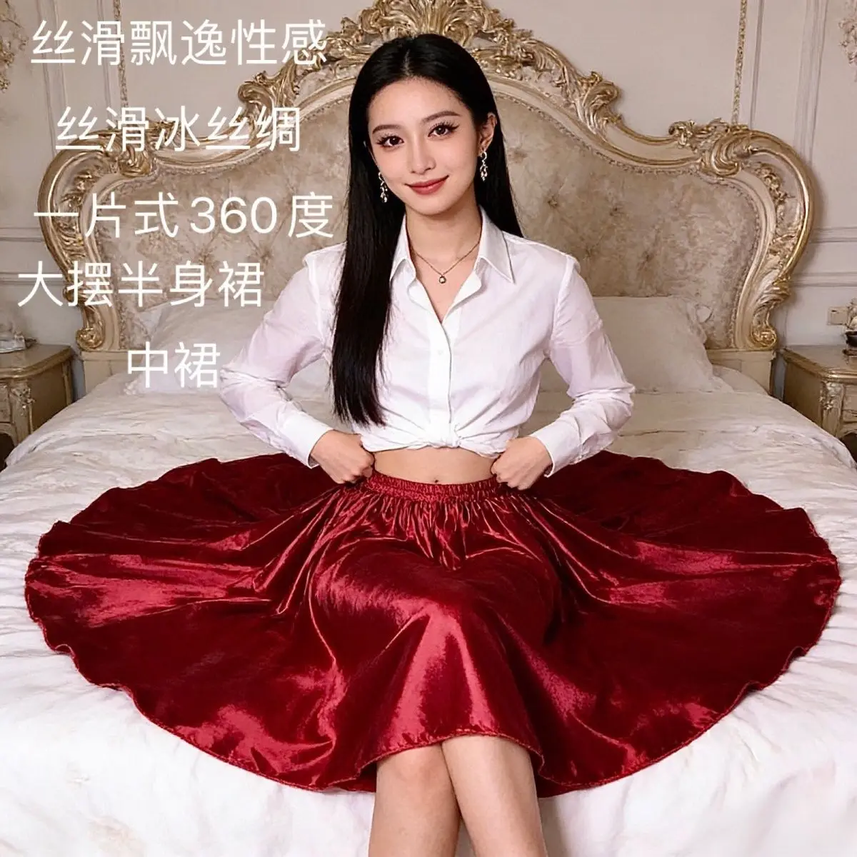 

Unisex Satin Silk Elegant High Waist Maxi Skirt Solid A Line Elegant Long Bottoms