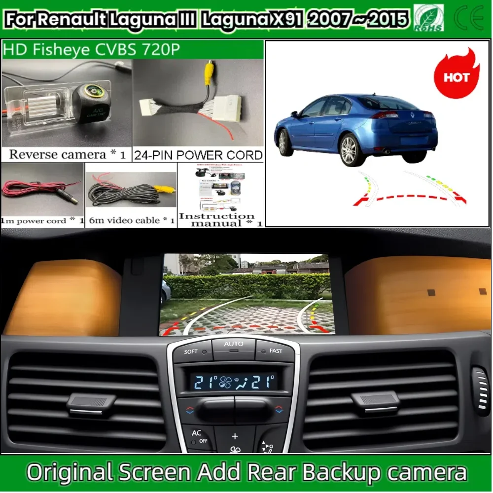 Rear View Camera For Renault Laguna III 2 Laguna 3  Laguna X91 2007 ~ 2015 OEM Screen Add Backup Reverse Camera HD Night Vision