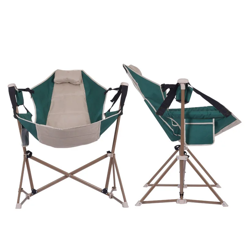 140KG Load-bearing Rocking Chair Folding Camping Fishing Hammock Swing Chairs 160°Adjustable Leisure Nap Moon Reclining Chair