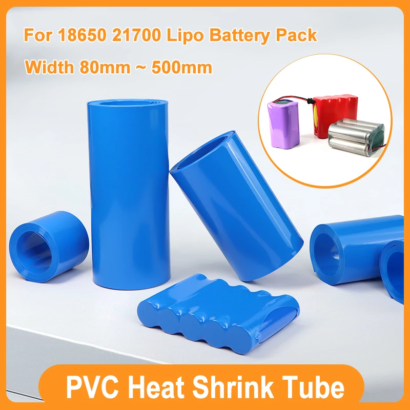 1m PVC Heat Shrink Tube 18650 21700 Lipo Battery Pack Film Width 80mm ~ 500mm Insulated Waterproof Cable  Sleeve Wrap Protector