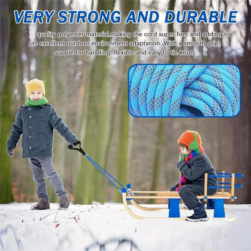 GOOD-スレッジロープ カラビナ付き 太いスレッジロープ直径10mm 4Mスレッジリード ハンドル付き スレッジ用 スレッジプルロープ