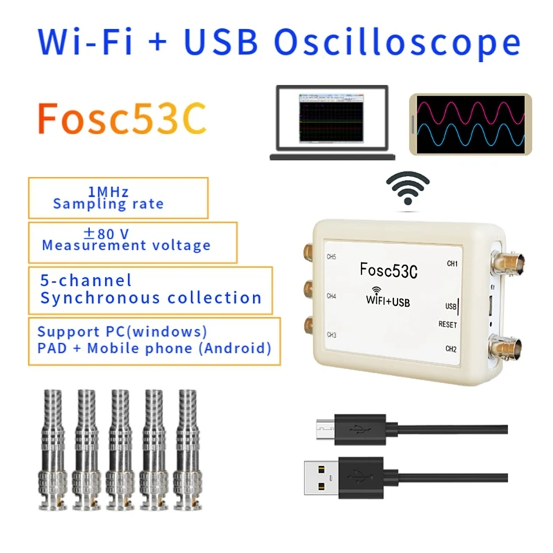

Fosc53C 1M Wi-Fi USB Oscilloscope 5-channel