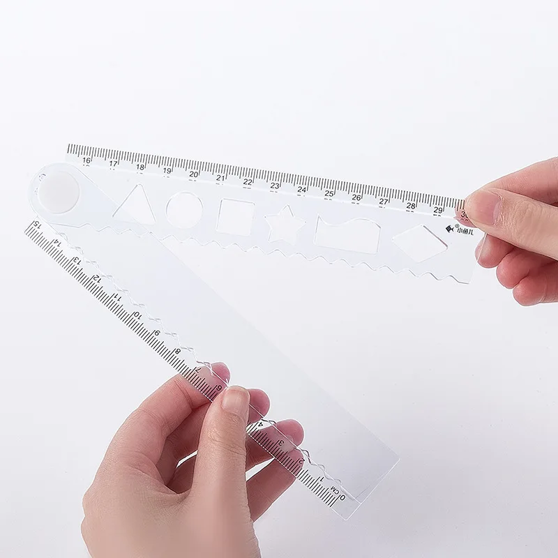 Regla Flexible plegable de PVC transparente, herramientas de dibujo creativas, suministros de papelería para estudiantes, 1 piezas, 30cm, 8098