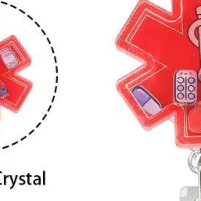 Shaker Acrylic Anime Baby Heart Shape Cloud Retractable Nurse Badge Reel ID Card Holder Alligator Clip